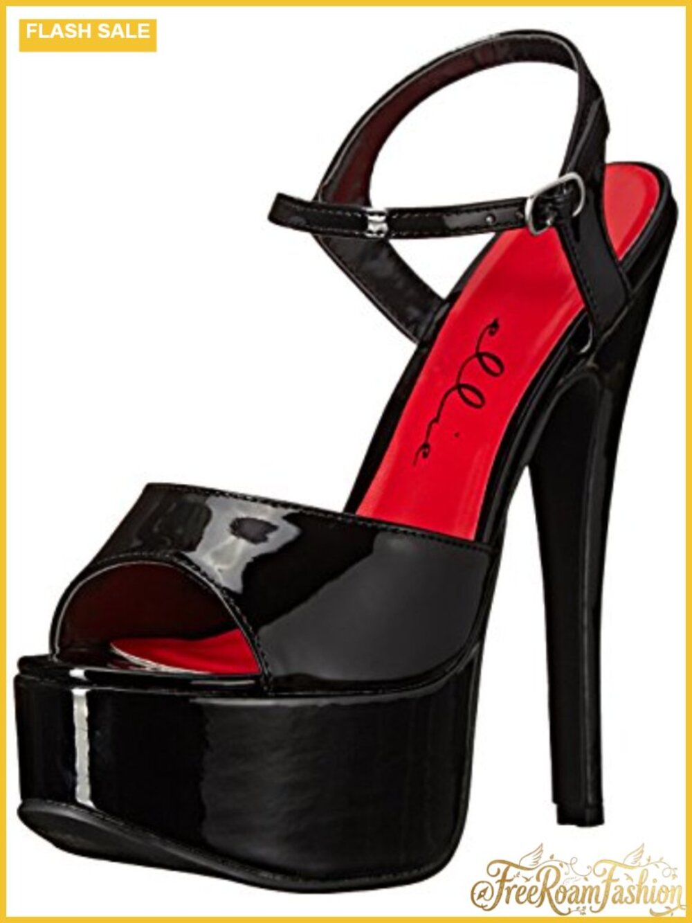Ellie Shoes Women's 652-Juliet Faux Patent Leather Platform Sandal Stiletto Heel